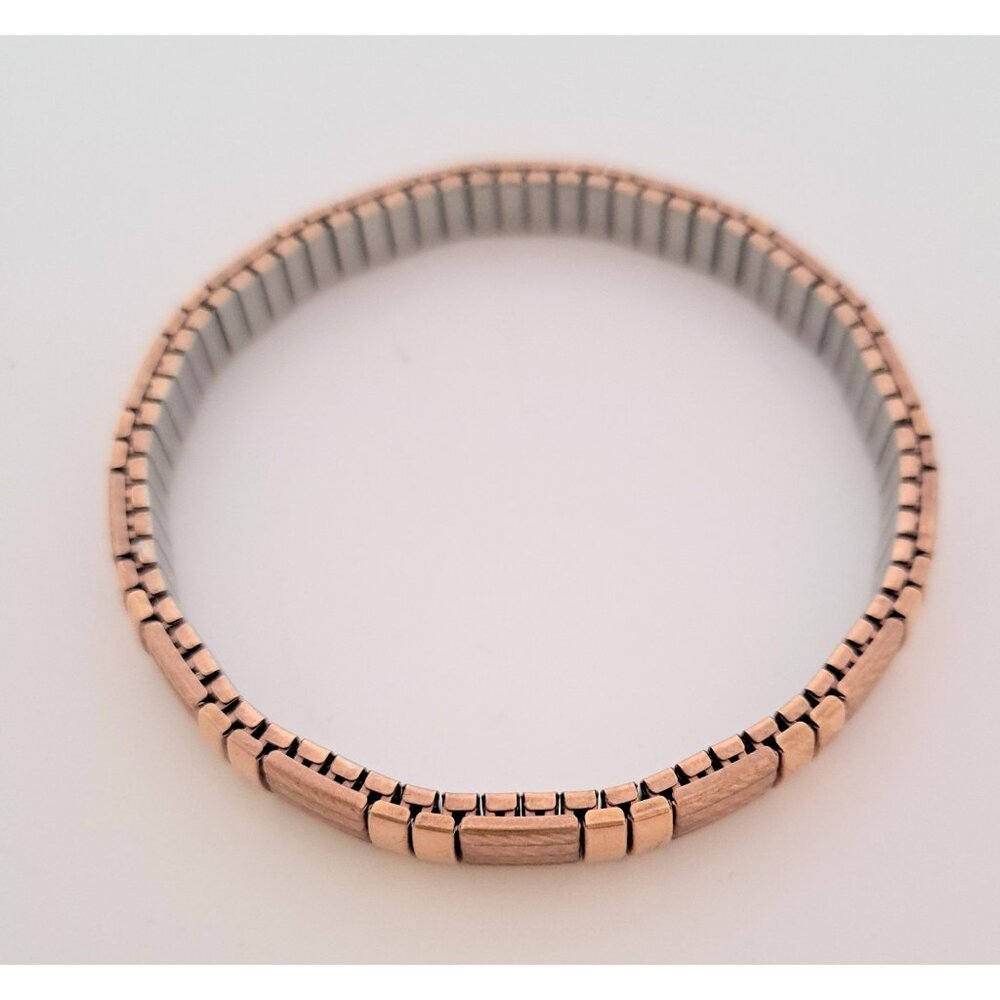 Vintage Women's Ladies Gold‎ Tone Panel Stretch Bracelet Jewelry
